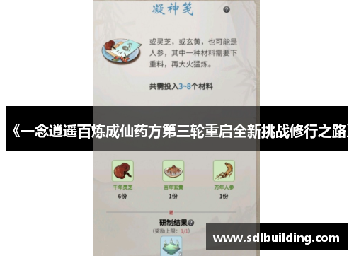 《一念逍遥百炼成仙药方第三轮重启全新挑战修行之路》